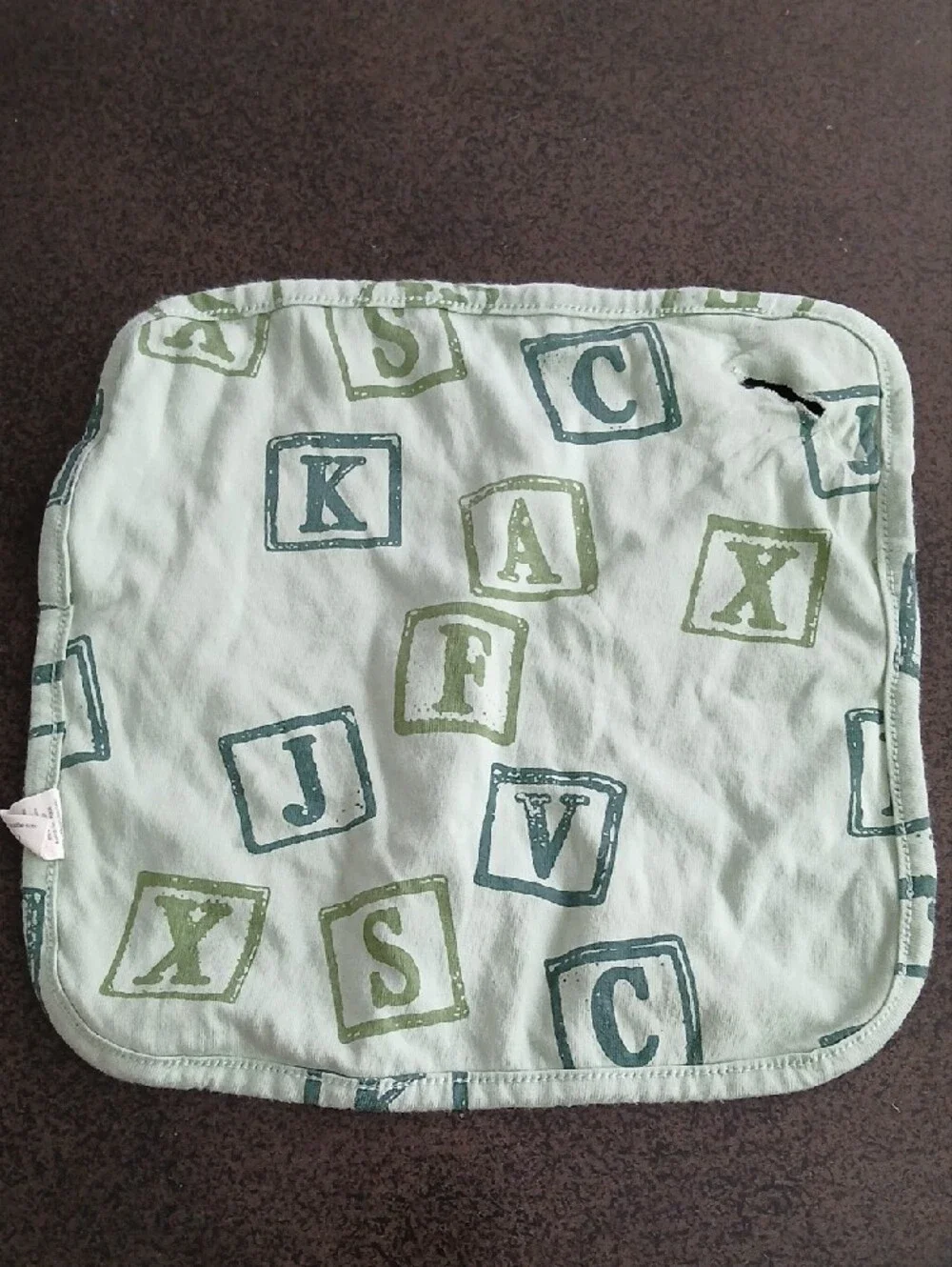 kate quinn Kids Bib Pad with Alphabet Blocks Light Green and Teal Organic Cotton